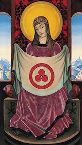 Madonna Oriflamma - Nikolai Konstantinow. Roerich en reproducción impresa o  copia al óleo sobre lienzo.
